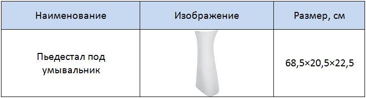 Таблица размеров